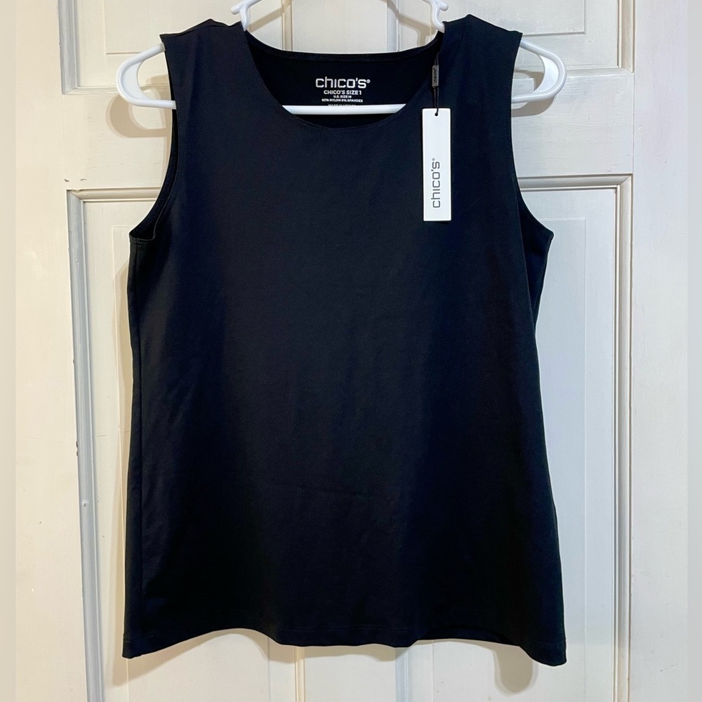 NWT Chico’s women’s black High Neck Microfiber Tank size 1 - Picture 2 of 6